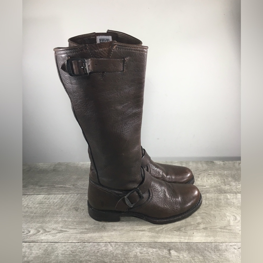 FRYE 77609 Veronica Slouch Brown Leather Women's Riding Booties Boots Size 8